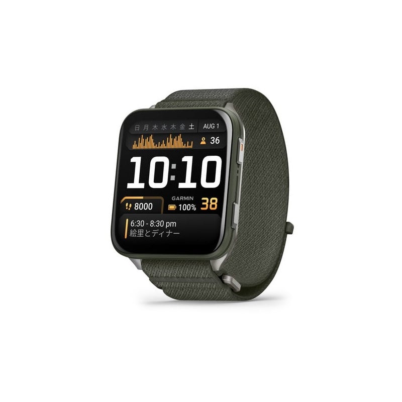 010-02980-22ガーミンGARMINVenuX1Mossヴェニューエックスワンモススマートウォッチ大画面極薄設計チタンサファイア正規品正規販売店ゴルフSuica地図内蔵GPS健康管理ギフト