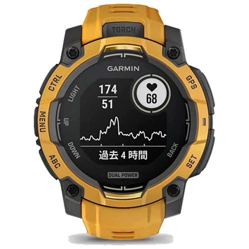 ガーミン GARMIN Instinct 3 Dual Power 45mm Sunburst インスティンクト3 デュアルパワー 010-02934-32 スマートウォッチ ソーラー充電 Suica GPS ミリタリー アウトドア ランニング