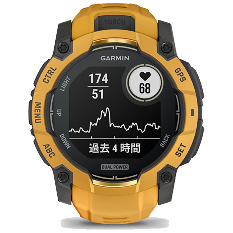 ガーミン GARMIN Instinct 3 Dual Power 50mm Sunburst インスティンクト3 デュアルパワー 010-02935-32 スマートウォッチ ソーラー充電 Suica GPS ミリタリー アウトドア ランニング