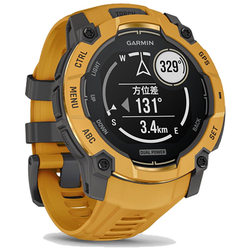 ガーミン GARMIN Instinct 3 Dual Power 50mm Sunburst インスティンクト3 デュアルパワー 010-02935-32 スマートウォッチ ソーラー充電 Suica GPS ミリタリー アウトドア ランニング