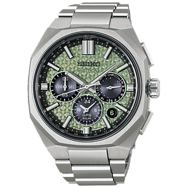 HAB005J セイコー アストロン ネクスター seiko astron NEXTER ソーラーGPS電波時計 アナログ 純チタン 緑文字盤 シルバー スクリューバック ダイヤシールド 10気圧防水 メンズ