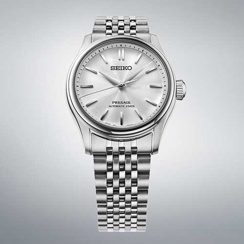 HCC001J セイコー プレザージュ クラシックシリーズ SEIKO PRESAGE Classic Series メンズ 男性用 シルバー 白文字盤 ステンレス 防水 シースルー・スクリューバック 自動巻き メカニカル