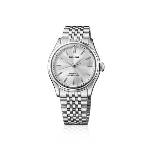 HCC001J セイコー プレザージュ クラシックシリーズ SEIKO PRESAGE Classic Series メンズ 男性用 シルバー 白文字盤 ステンレス 防水 シースルー・スクリューバック 自動巻き メカニカル