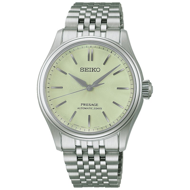 HCC002J セイコー プレザージュ クラシックシリーズ SEIKO PRESAGE Classic Series メンズ 男性用 シルバー 緑文字盤 ステンレスベルト 防水 シースルー・スクリューバック 自動巻き メカニカル