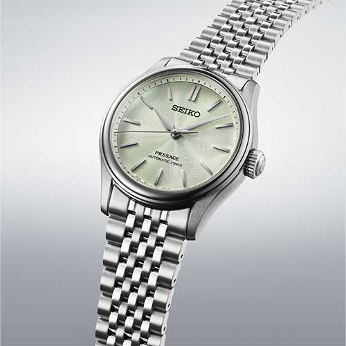 HCC002J セイコー プレザージュ クラシックシリーズ SEIKO PRESAGE Classic Series メンズ 男性用 シルバー 緑文字盤 ステンレスベルト 防水 シースルー・スクリューバック 自動巻き メカニカル