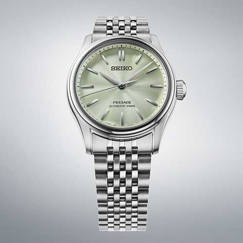 HCC002J セイコー プレザージュ クラシックシリーズ SEIKO PRESAGE Classic Series メンズ 男性用 シルバー 緑文字盤 ステンレスベルト 防水 シースルー・スクリューバック 自動巻き メカニカル