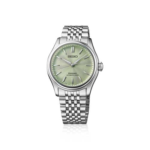 HCC002J セイコー プレザージュ クラシックシリーズ SEIKO PRESAGE Classic Series メンズ 男性用 シルバー 緑文字盤 ステンレスベルト 防水 シースルー・スクリューバック 自動巻き メカニカル