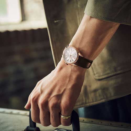 HCC003J セイコー プレザージュ クラシックシリーズ SEIKO PRESAGE Classic Series メンズ 男性用 ブラウン ピンク文字盤 牛皮革ベルト 防水 シースルー・スクリューバック 自動巻き メカニカル