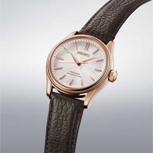 HCC003J セイコー プレザージュ クラシックシリーズ SEIKO PRESAGE Classic Series メンズ 男性用 ブラウン ピンク文字盤 牛皮革ベルト 防水 シースルー・スクリューバック 自動巻き メカニカル