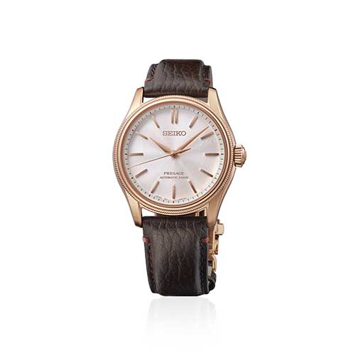 HCC003J セイコー プレザージュ クラシックシリーズ SEIKO PRESAGE Classic Series メンズ 男性用 ブラウン ピンク文字盤 牛皮革ベルト 防水 シースルー・スクリューバック 自動巻き メカニカル