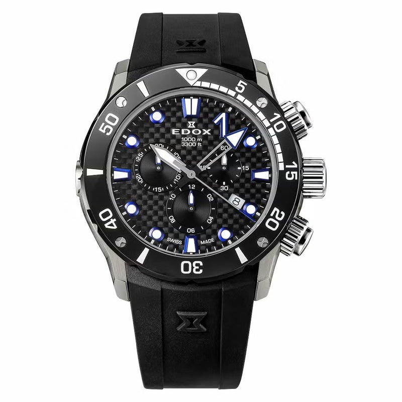 エドックス EDOX 腕時計 メンズ 正規メーカー2年保証 10242-TIN-NIBUGM CHRONOFFSHORE-1 クロノオフショア1 黒文字盤 ブラック ラバーベルト クオーツ 防水 父の日