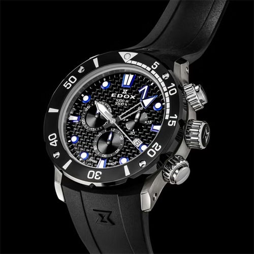 エドックス EDOX 腕時計 メンズ 正規メーカー2年保証 10242-TIN-NIBUGM CHRONOFFSHORE-1 クロノオフショア1 黒文字盤 ブラック ラバーベルト クオーツ 防水 父の日