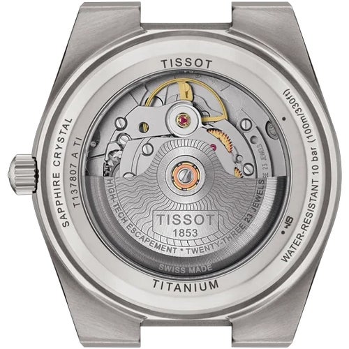 TISSOT PRX チタニウム 38mm T137.807.44.061.00 灰色文字盤 シルバー グレー 自動巻き メカニカル 3針 低刺激性チタンケース サファイヤクリスタルガラス おしゃれ 防水 メンズ 実用的