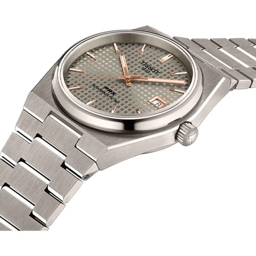 TISSOT PRX チタニウム 38mm T137.807.44.061.00 灰色文字盤 シルバー グレー 自動巻き メカニカル 3針 低刺激性チタンケース サファイヤクリスタルガラス おしゃれ 防水 メンズ 実用的
