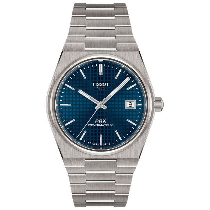TISSOT PRX チタニウム 38mm T137.807.44.041.00 青色文字盤 シルバー ブルー 自動巻き メカニカル 3針 低刺激性チタンケース サファイヤクリスタルガラス おしゃれ 防水 メンズ 実用的