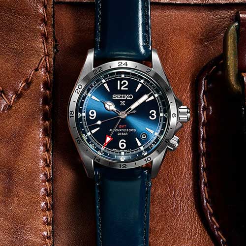 セイコー プロスペックス アルピニスト HBC008J SEIKO PROSPEX Alpinist 限定モデル ブルー 青文字盤 デュアルタイム表示機能 自動巻き 牛皮革 ステンレス 防水