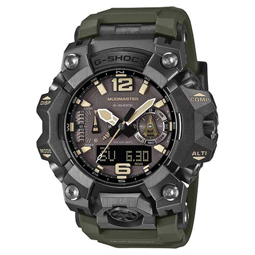 GWG-B1000-1A3JF CASIO カシオ G-SHOCK Gショック MASTER OF G MUDMASTER メンズ 電波ソーラー Bluetooth 高度計 気圧計 20気圧防水 カーボンコアガード ブラック グリーン ウレタン 腕時計