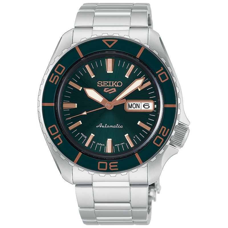 HDB005J セイコー SEIKO セイコー5スポーツ Seiko 5 Sports SKX Series メンズ 自動巻き 緑文字盤 シルバー ステンレス 逆回転防止ベゼル ダブルロック中留 24石 10気圧防水 腕時計