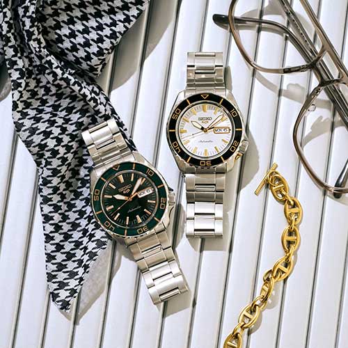 HDB005J セイコー SEIKO セイコー5スポーツ Seiko 5 Sports SKX Series メンズ 自動巻き 緑文字盤 シルバー ステンレス 逆回転防止ベゼル ダブルロック中留 24石 10気圧防水 腕時計