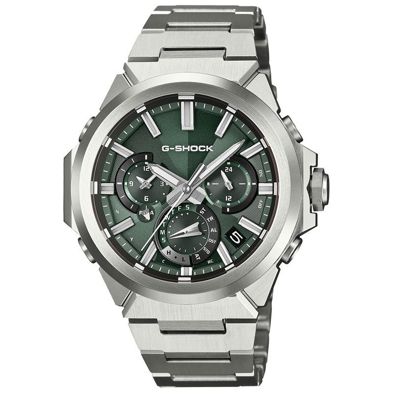 GST-W1000D-3AJF CASIO カシオ G-SHOCK Gショック メンズ 電波ソーラー 世界6局受信 Bluetooth モバイルリンク機能 タフムーブメント2 緑文字盤 シルバー アナログ 腕時計 26_10 正規品
